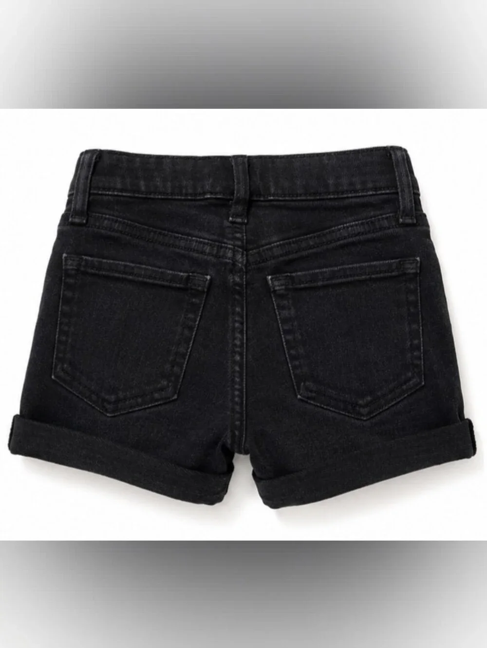 Old Navy Girls Black Rolled Cuff Denim Shorts - Size 7